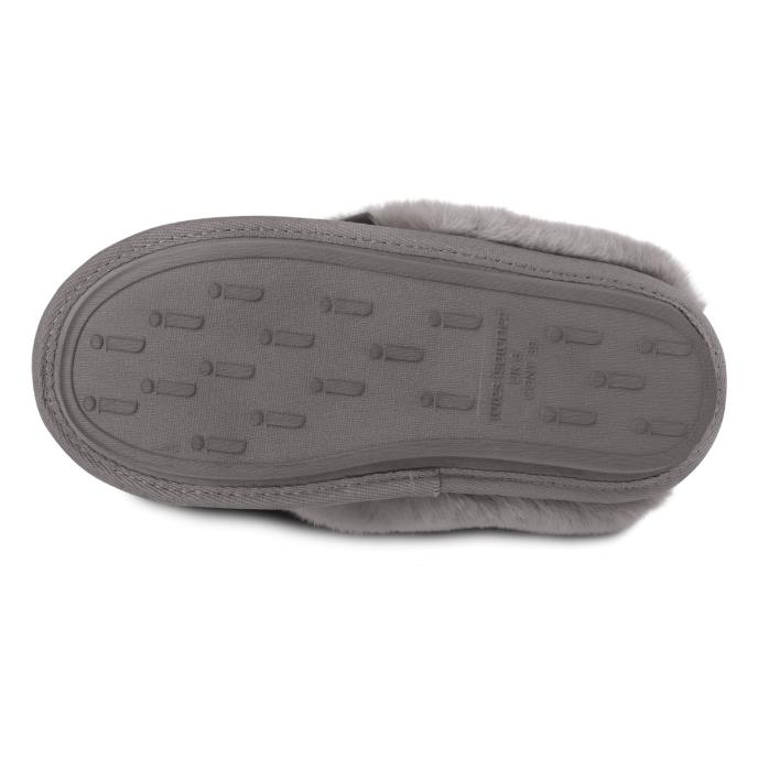 Isotoner® Ladies Real Suede Mule with Fur Cuff Grey Extra Image 5
